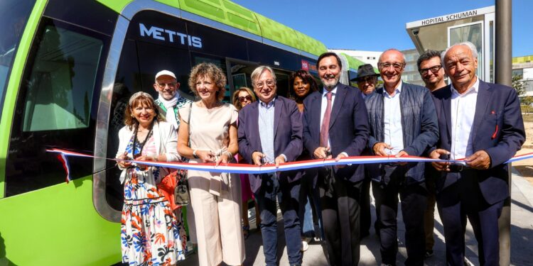 Inauguration du prolongement de la ligne METTIS A à Metz avec François Grosdidier et Pascal Bolot