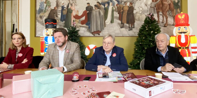 François Grosdidier lors de la conférence de presse du marché de Noël à Inspire Metz, salle Untersteller