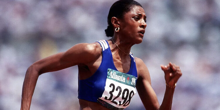 Marie-José Pérec en course lors des Jeux olympiques, image issue du documentaire « Marie-Jo » d’Anne-Sophie Jahn présenté au Festival du film sportif en Moselle