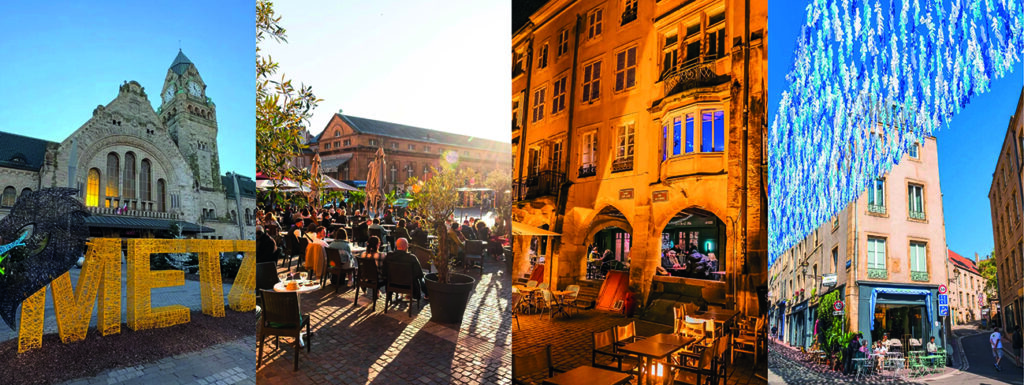 Commerces et terrasses du centre-ville de Metz illustrant l’attractivité commerciale