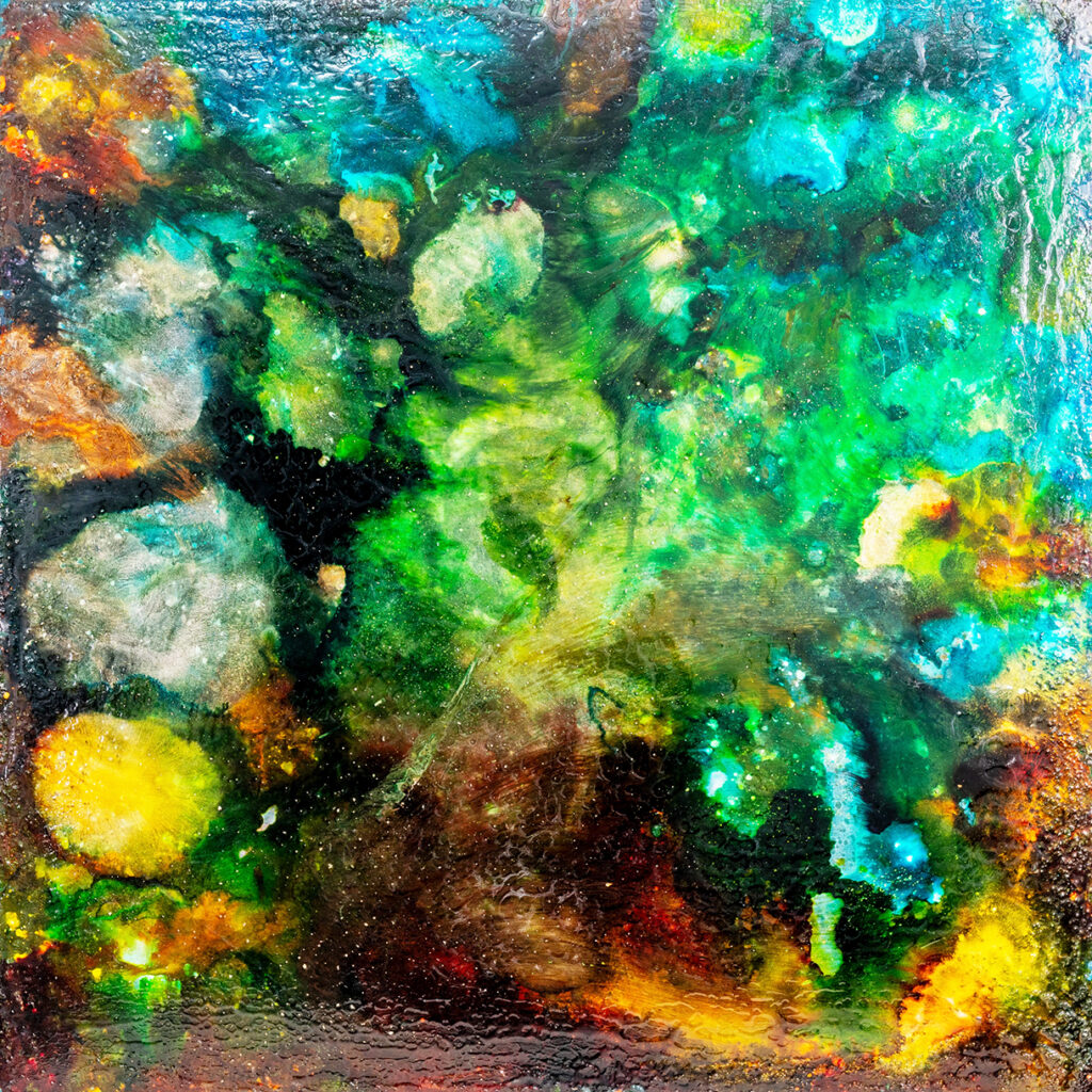 Œuvre abstraite de Monika Demurtas intitulée La Nascita dell’Universo, exposée à la Citadelle de Metz dans le cadre de l’exposition Renaissance.