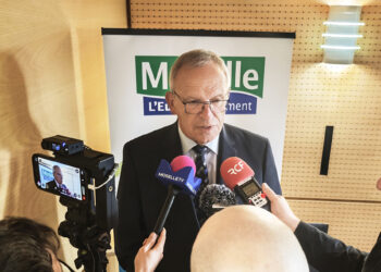 Patrick Weiten lors de la conférence de presse du Conseil départemental de la Moselle