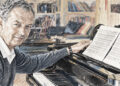 Illustration de Benjamin Britten au piano, compositeur britannique à l’honneur du nouvel album de l’Orchestre national de Metz Grand Est.