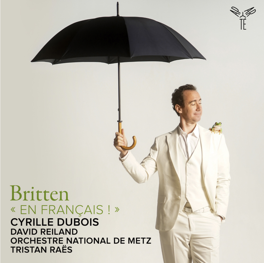 Pochette de l’album Britten : En français ! avec Cyrille Dubois, David Reiland et l’Orchestre national de Metz Grand Est, paru chez Aparté en octobre 2026.